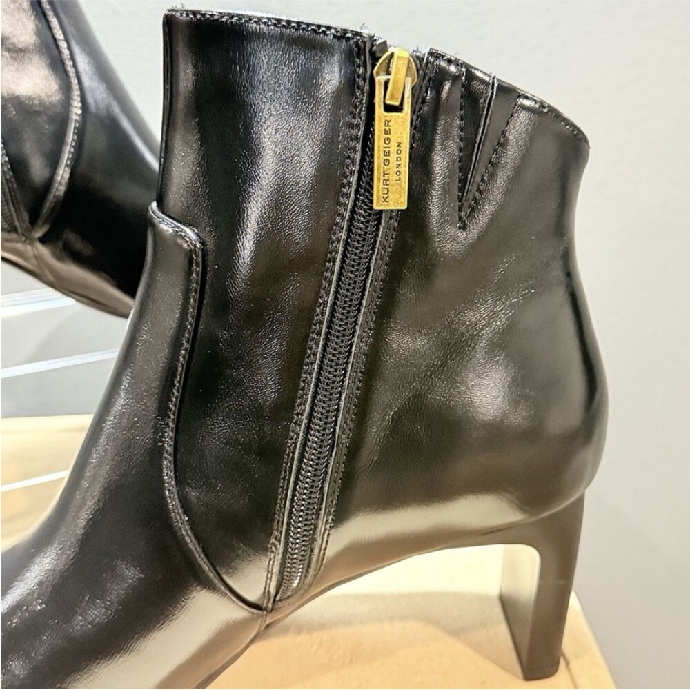 Kurt Geiger Black London Chelsea Square Toe Eagle Leather Boots Sz 38.5 (8) NWT - Picture 10 of 12